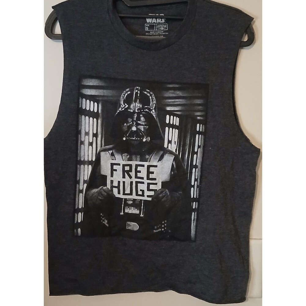 Star Wars Darth Vader Free Hugs Tank Top Mens Small Gray Fifth Sun Graphic